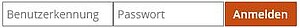 Left input field “User name,” center input field “Password,” right button “Login.”